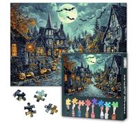 1000 Pieces Halloween Jigsaw Puzzles for Adults - Decompression Games Home Decor Night Street Decorated with Pumpkins Puzzles for Adults Birthday Party Gifts for Puzzle Lovers 27.5"X19.7"