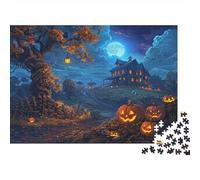 1000 Pieces Halloween Night Prompt1 Jigsaw Puzzle for Adults Paper Material Educational Haunted House Prompt2 Puzzle Game Family Time Brain Training 52x38cm/1000pcs