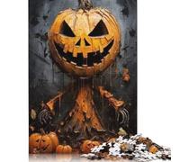 1000 Pieces Halloween Pumpkin Jigsaw Puzzles for Adults Wooden Puzzle Educational Game for Adult Teenagers 1000pcs (75x50cm)