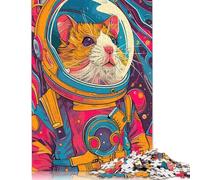 1000 Pieces Hamster Astronaut Space for Adults Difficult Jigsaw Puzzles Wooden Puzzles for Adults Family Entertainment Toys 1000pcs (75x50cm)
