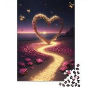 1000 Pieces Heart On The Beach 7 Jigsaw Puzzles for Adults Wooden Puzzles for Adults Teenager Man Woman Gift 1000pcs (75x50cm)
