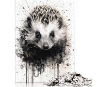 1000 Pieces Hedgehog Beauty Black Ink Jigsaw Puzzles Wooden Puzzles for Adults & Teenager Jigsaw Puzzles for Adults 1000pcs (75x50cm)