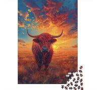 1000 Pieces Highland Cattle Jigsaw Puzzles for Adults Wooden Puzzle Educational Game for Adult Teenagers 1000pcs (38x26cm)