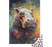 1000 Pieces Hippo Painting Jigsaw Puzzles for Adults Paper Puzzles for Adults& Teens Age 12 Years Up 1000pcs (38x26cm)