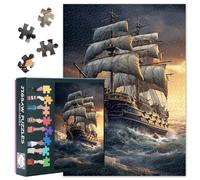 1000 Pieces Historic Sailing Ship Jigsaw Puzzles Sailing Boat Difficult Challenge Puzzle for Adults as Gifts for Family Party Pirate Ship Jigsaw Puzzle Artwork Home Decor 27.5"X19.7"