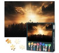 1000 Pieces Holy Cross of Jesus Puzzles for Adults Holy Cross of Jesus Christ over Sky Jigsaw Puzzles for Adults House Decorative Impossible Difficult Challenging Puzzle Game 27.5"X19.7"