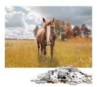 1000 Pieces Horse in The Field Creative Square Jigsaw Puzzles for Adults & Paper Puzzles Challenging Game 38x26cm/1000pcs