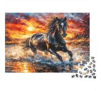1000 Pieces Horse Themed Jigsaw for Adults Thick Paper Puzzle for Brain Training Home Wall Art Equestrian Scenery Puzzles 52x38cm/1000pcs