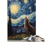 1000 Pieces Howling Wolf Starry Night Puzzle Jigsaw Adults Jigsaw Difficulty Jigsaw Educational Game Toy Family Decoration 1000pcs (38x26cm)