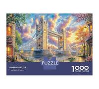 1000 Pieces Iconic Vibrant Waters for Kids Puzzle Beginners - Extra-thick Cardboard Educational Game Challenge London Bridge Scene & Great Gift Idea 38x26cm/1000pcs