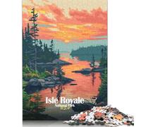 1000 Pieces Isle Royale National Park Sunset Jigsaw Square Puzzle for Adults Wooden Puzzles Unique Challenge Games 1000pcs (75x50cm)