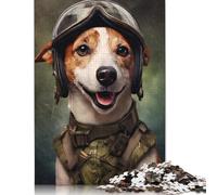 1000 Pieces Jack Russell Dog Soldier Jigsaw Square Puzzle for Adults Wooden Puzzles Unique Challenge Games 1000pcs (75x50cm)