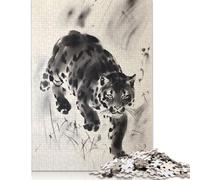 1000 Pieces Jaguar Ink Drawing Puzzle Jigsaw Difficulty Puzzle Jigsaw Educational Game Toy 1000pcs (75x50cm)