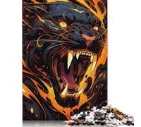1000 Pieces Jaguar Untamed Rage Square Jigsaw Puzzles for Adults And Wooden Puzzles 1000pcs (75x50cm)