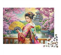 1000 Pieces Japanese Lady Scenery Jigsaw Puzzle for Adults Thick Paper Material Educational Art Puzzle Home Wall Decor Gift 52x38cm/1000pcs