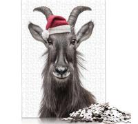 1000 Pieces Japanese Serow with Santa Hat Portrait Puzzle for Adults Puzzles for Adults & Teenager Relax Puzzles Games 1000pcs (75x50cm)