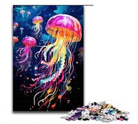 1000 Pieces Jellyfish Is Surrounded by Splatters in The Style Adult Jigsaw Puzzles Family Fun Family Game Stress Reliever Difficult Challenge 75x50cm