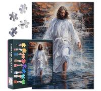 1000 Pieces Jesus Christ Walking on Water Jigsaw Puzzles for Adults | Challenging jesus christ puzzles for christian families religion puzzle art for adults artwork wall decoration 27.5"x19.7"