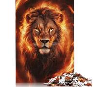 1000 Pieces Jigsaw Fiery Lion Puzzle for Adults Woodenboard Puzzles Educational Games Home Decoration Puzzle 1000pcs (75x50cm)