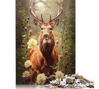 1000 Pieces Jigsaw Floral Deer Majesty Jigsaw Educational Game Toy Family Decoration Adults Challenging 1000pcs (75x50cm)