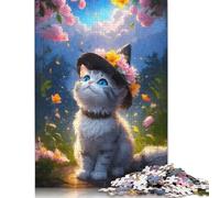 1000 Pieces Jigsaw Kitten in The Witch Hat Jigsaw Educational Game Toy Family Decoration Adults Challenging 1000pcs (75x50cm)