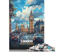 1000 Pieces Jigsaw London, United Kingdom Cityscape Puzzle for Adults Woodenboard Puzzles Educational Games Home Decoration Puzzle 1000pcs (75x50cm)
