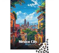 1000 Pieces Jigsaw Mexico City Skyline Puzzle for Adults Woodenboard Puzzles Educational Games Home Decoration Puzzle 1000pcs (75x50cm)