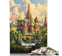 1000 Pieces Jigsaw Moscow Russia Cityscape Art Illustration Puzzle for Adults Woodenboard Puzzles Educational Games Home Decoration Puzzle 1000pcs (75x50cm)