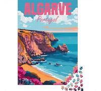 1000 Pieces Jigsaw Puzzle Algarve Coast Portugal Jigsaw Puzzles for Adults Woodenboard Puzzles Challenging Game 1000pcs (75x50cm)