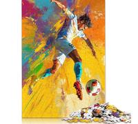 1000 Pieces Jigsaw Puzzle Art Plays Football Square Puzzle for for Adults Children, Wooden Puzzle Game 1000pcs (75x50cm)