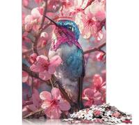 1000 Pieces Jigsaw Puzzle Blue Hummingbird Square Puzzle for for Adults Children, Wooden Puzzle Game 1000pcs (75x50cm)