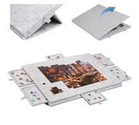 1000 Pieces Jigsaw Puzzle Board, 2-in-1 Foldable Tilting Jigsaw Table with 6 Drawers, Multifunctional Portable Felt Puzzle Plateau Board for DIY (Grey)