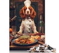 1000 Pieces Jigsaw Puzzle Brittany Spaniel Chef Square Puzzle for for Adults Children, Wooden Puzzle Game 1000pcs (75x50cm)