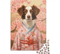 1000 Pieces Jigsaw Puzzle Brittany Spaniel Geisha Jigsaw Puzzles for Adults Paper Board Puzzles Challenging Game 1000pcs (38x26cm)