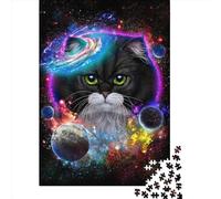 1000 Pieces Jigsaw Puzzle Cat in Galaxy Space Cosmos Jigsaw Puzzles for Adults Wooden Board Puzzles Challenging Game 1000pcs (75x50cm)