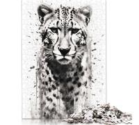 1000 Pieces Jigsaw Puzzle 'Cheetah Jungle Elegance Square Puzzle for for Adults Children, Wooden Puzzle Game 1000pcs (75x50cm)