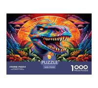 1000 Pieces Jigsaw Puzzle Colorful Tyrannosaurus Rex Square Puzzle for for Adults Children, Wooden Puzzle Game 1000pcs (75x50cm)