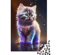 1000 Pieces Jigsaw Puzzle Cute Cosmic Kitten 1 Jigsaw Puzzles for Adults Wooden Board Puzzles Challenging Game 1000pcs (75x50cm)