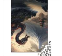 1000 Pieces Jigsaw Puzzle Dragon Asian 3 Jigsaw Puzzles for Adults Wooden Board Puzzles Challenging Game 1000pcs (75x50cm)