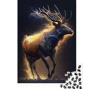 1000 Pieces Jigsaw Puzzle Elk on The Run Jigsaw Puzzles for Adults Wooden Board Puzzles Challenging Game 1000pcs (75x50cm)
