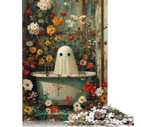 1000 Pieces Jigsaw Puzzle Floral Ghost in Bathtub Jigsaw Puzzles for Adults Paperboard Puzzles Challenging Game 1000pcs (38x26cm)