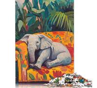 1000 Pieces Jigsaw Puzzle for Adults 1000 Piece Jigsaw Elephant Napping On A Couch Jigsaw Puzzles Wooden Puzzle for Adults And Teenagers 1000pcs (75x50cm)