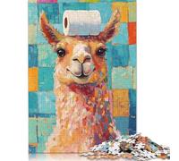 1000 Pieces Jigsaw Puzzle for Adults 1000 Piece Jigsaw Llama with Toilet Wooden Hat Jigsaw Puzzles Wooden Puzzle for Adults And Teenagers 1000pcs (75x50cm)