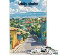 1000 Pieces Jigsaw Puzzle for Adults Addis Ababa Cityscape Jigsaw Puzzles for Adults Woodenboard Puzzles Decompressing Intellectual Educational Toy 1000pcs (75x50cm)