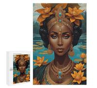 1000 Pieces Jigsaw Puzzle for Adults - African American Puzzles African Women Picture Prints Lakes God Painting Artwork Funny Challenging Puzzle Perfect for Game Nights 26 * 38cm