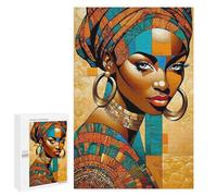 1000 Pieces Jigsaw Puzzle for Adults - African American Puzzles African Women Picture Prints Tinted yellow Painting Artwork Funny Challenging Puzzle Perfect for Game Nights 50 * 70cm