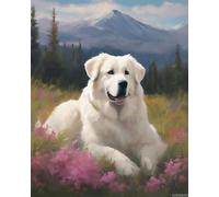 1000 Pieces Jigsaw Puzzle for Adults and Teens Great Pyrenees Dog on The Grass Art Challenging Educational Toys Entertainment Retro Home Decoration Gifts
