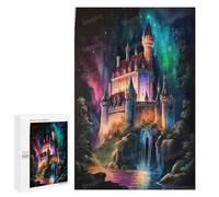1000 Pieces Jigsaw Puzzle for Adults - Aurora Castle Watercolor Inspirational Quote Jigsaw Puzzles for Family Activities Games Gift 50 * 70cm