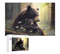 1000 Pieces Jigsaw Puzzle for Adults - Black Bear Family Time Funny Puzzle - Unique Brain Teaser, for Puzzle Enthusiasts 26 * 38cm