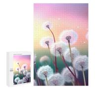 1000 Pieces Jigsaw Puzzle for Adults - Boho Puzzles Puzzles - Fluttering Dandelion Brightly Colored Pink Theme Funny Challenging Puzzle Perfect for Game Nights 38 * 52cm